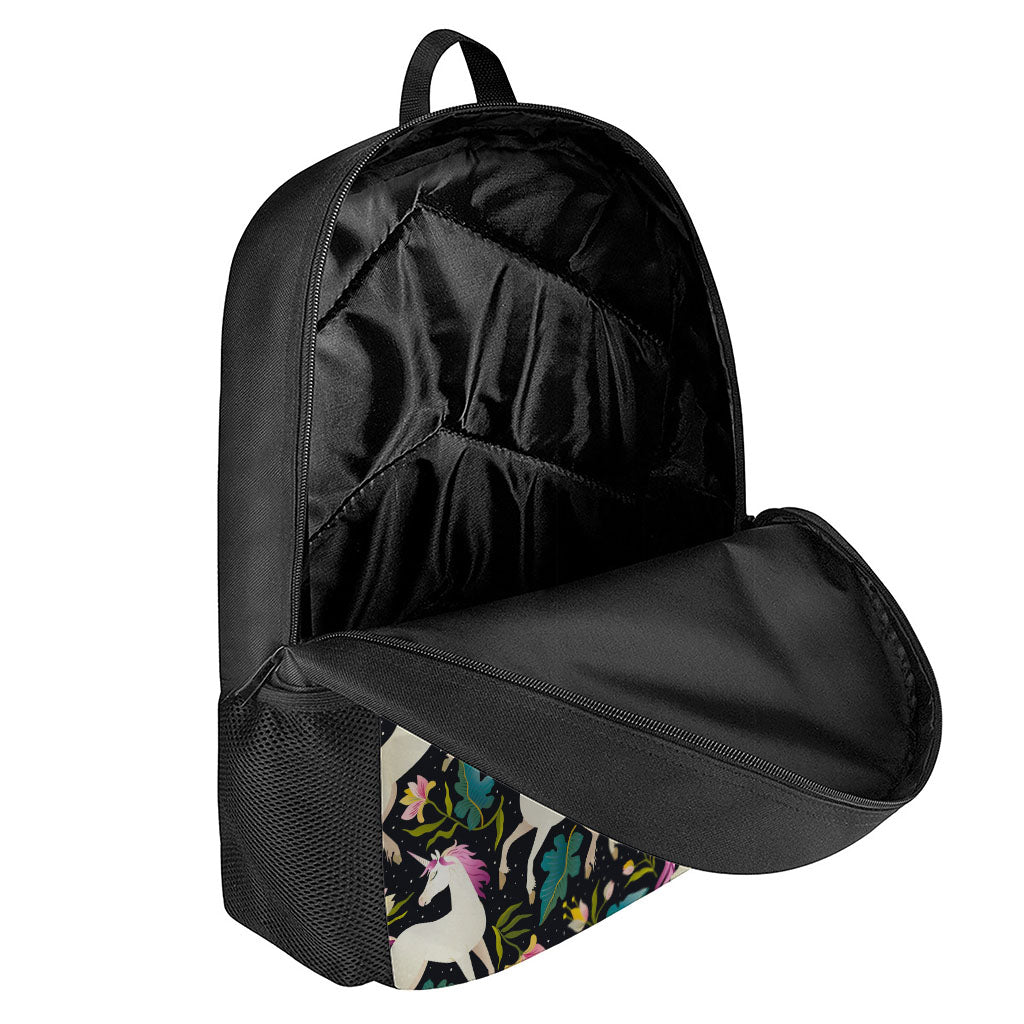 Night Floral Unicorn Pattern Print 17 Inch Backpack