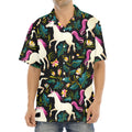 Night Floral Unicorn Pattern Print Aloha Shirt