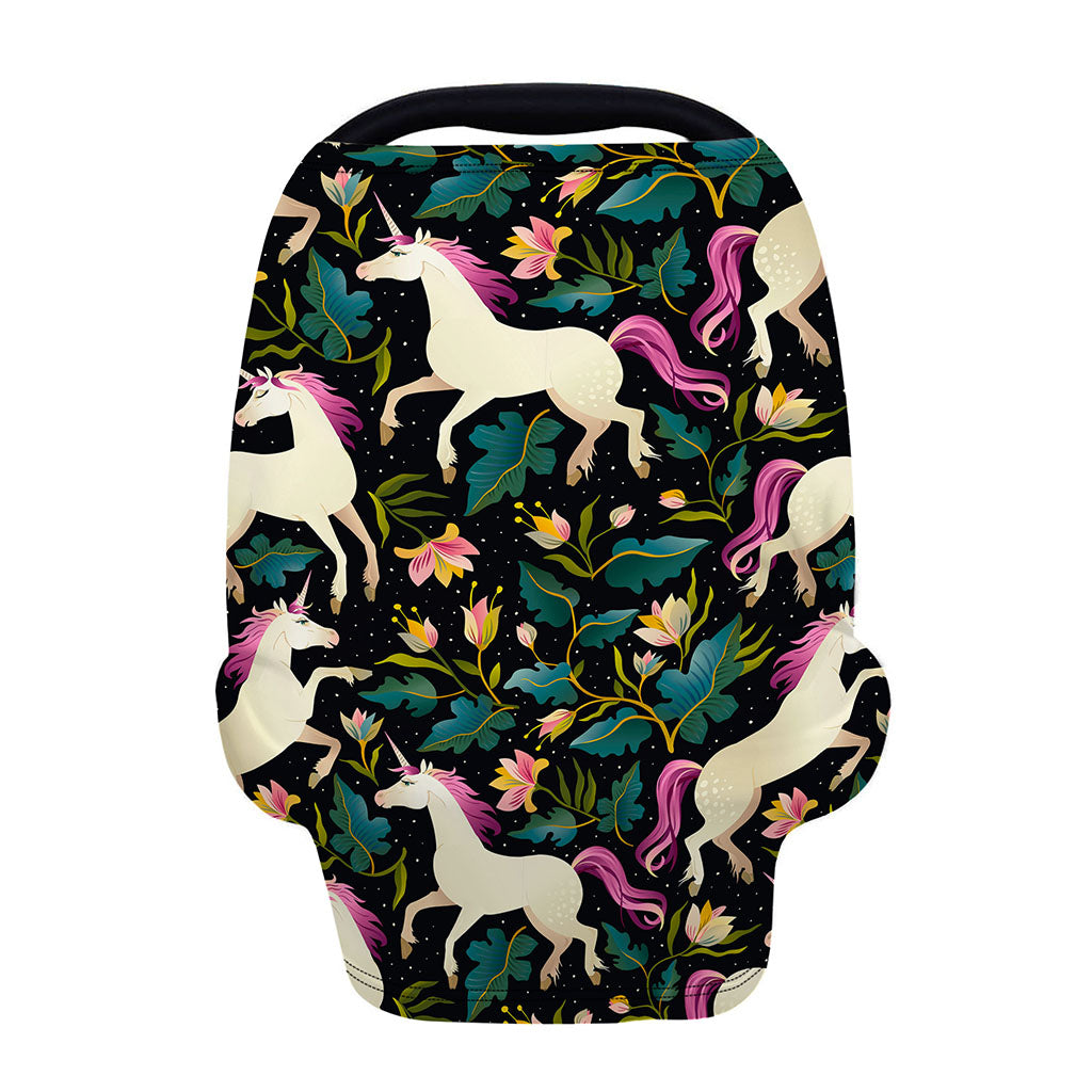 Night Floral Unicorn Pattern Print Baby Seat Cover