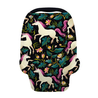 Night Floral Unicorn Pattern Print Baby Seat Cover