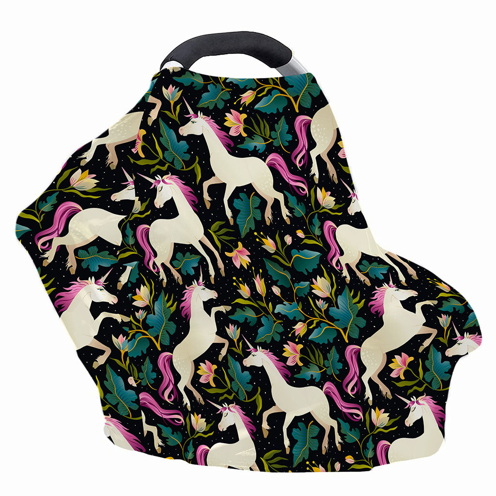 Night Floral Unicorn Pattern Print Baby Seat Cover