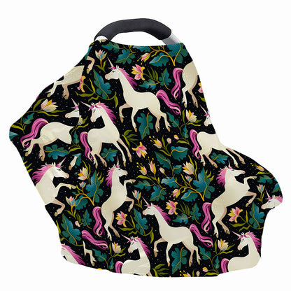 Night Floral Unicorn Pattern Print Baby Seat Cover