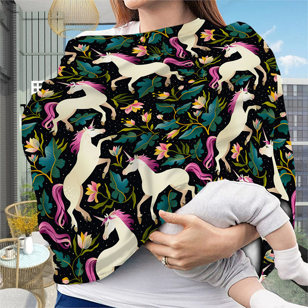Night Floral Unicorn Pattern Print Baby Seat Cover