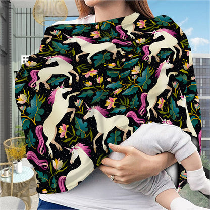 Night Floral Unicorn Pattern Print Baby Seat Cover