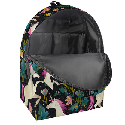 Night Floral Unicorn Pattern Print Backpack