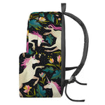 Night Floral Unicorn Pattern Print Backpack
