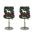 Night Floral Unicorn Pattern Print Bar Stool Covers