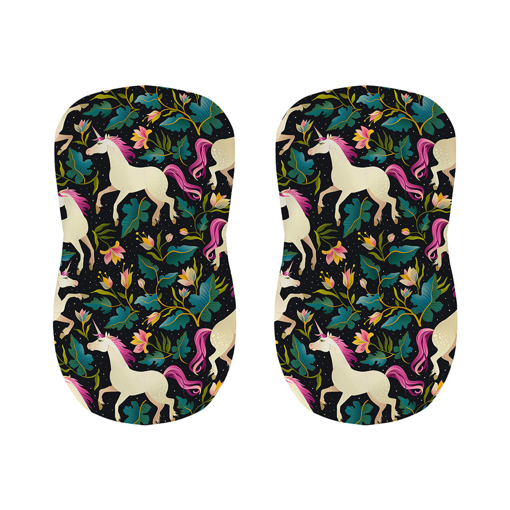 Night Floral Unicorn Pattern Print Bar Stool Covers
