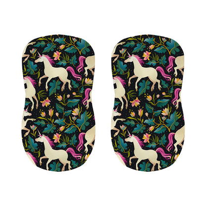Night Floral Unicorn Pattern Print Bar Stool Covers
