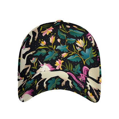 Night Floral Unicorn Pattern Print Baseball Cap