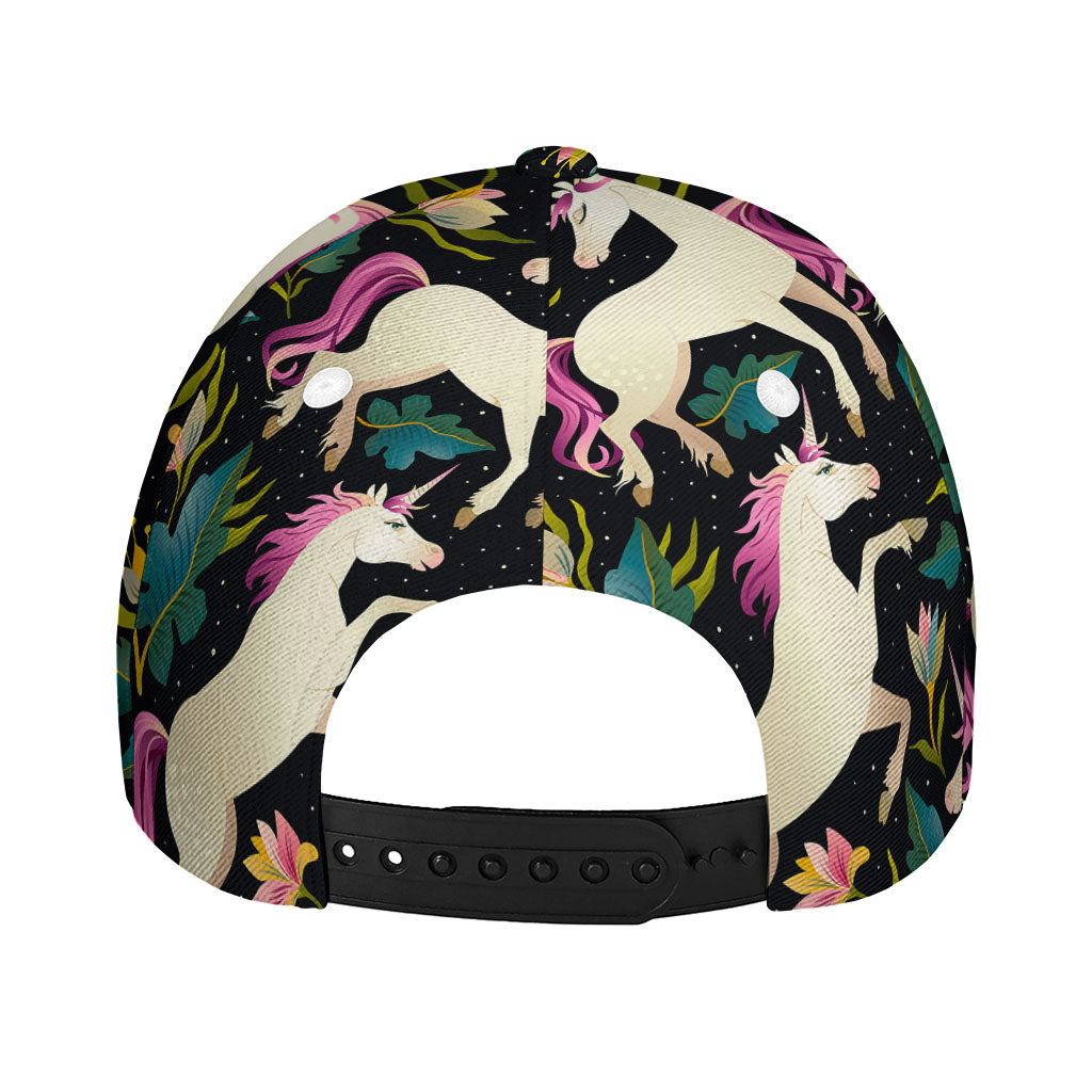 Night Floral Unicorn Pattern Print Baseball Cap