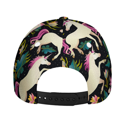 Night Floral Unicorn Pattern Print Baseball Cap