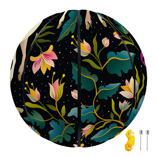 Night Floral Unicorn Pattern Print Basketball
