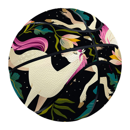 Night Floral Unicorn Pattern Print Basketball
