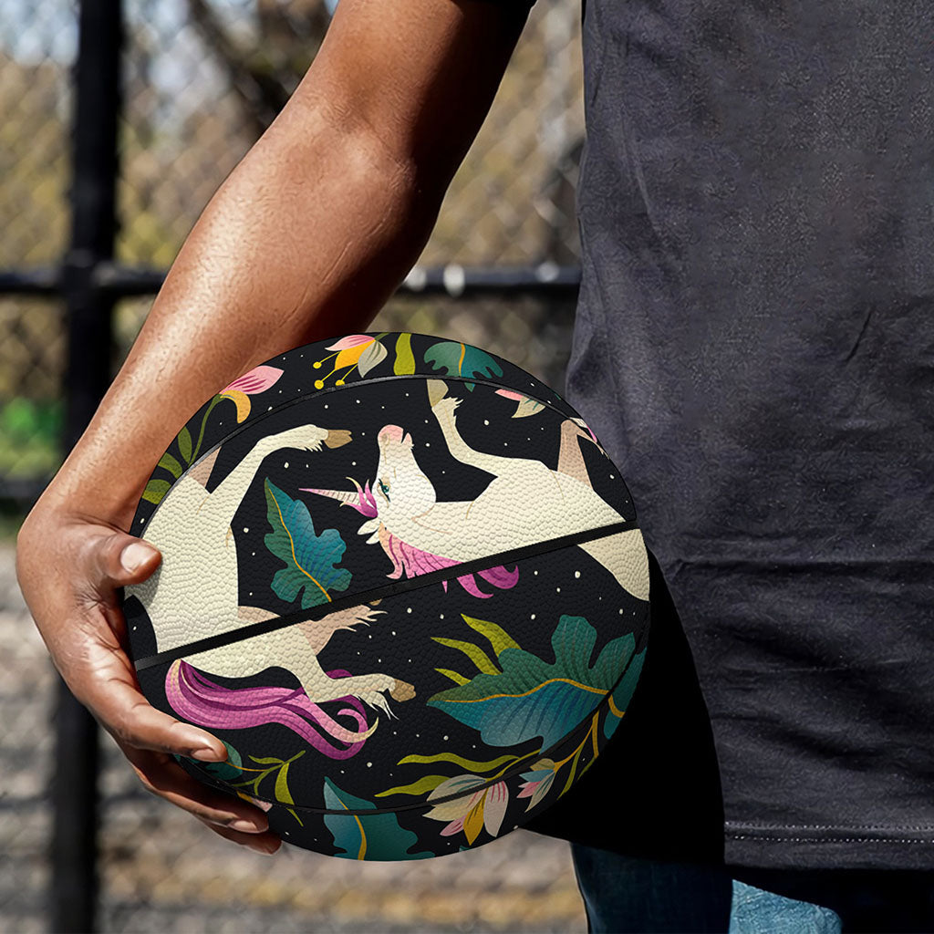 Night Floral Unicorn Pattern Print Basketball