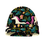 Night Floral Unicorn Pattern Print Beanie