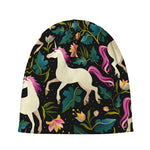 Night Floral Unicorn Pattern Print Beanie