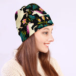 Night Floral Unicorn Pattern Print Beanie