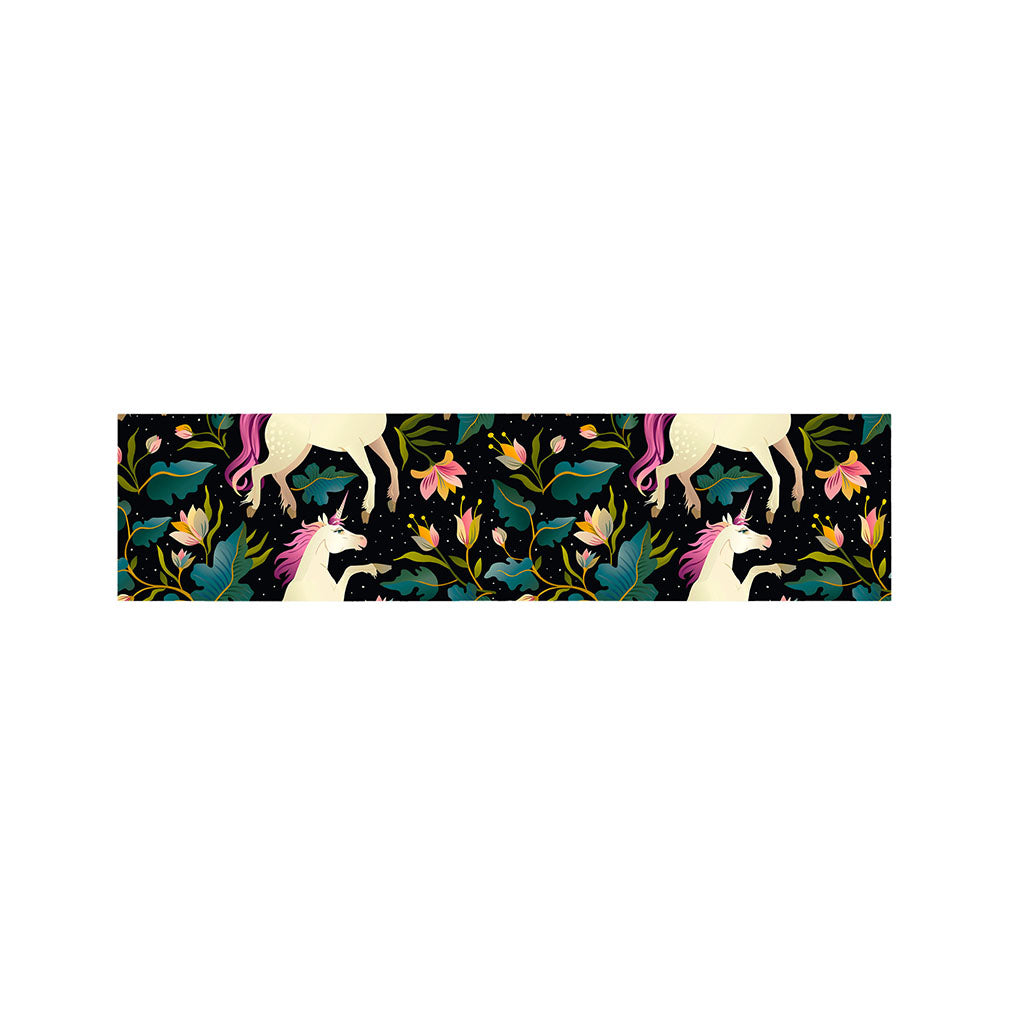 Night Floral Unicorn Pattern Print Bed Runner