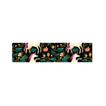 Night Floral Unicorn Pattern Print Bed Runner