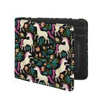 Night Floral Unicorn Pattern Print Bifold Wallet