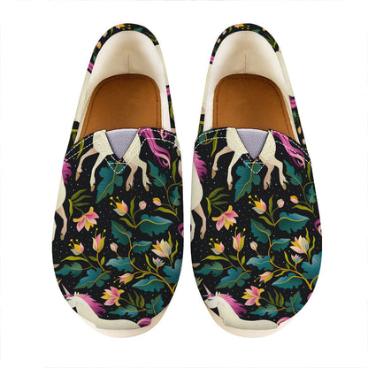Night Floral Unicorn Pattern Print Casual Shoes