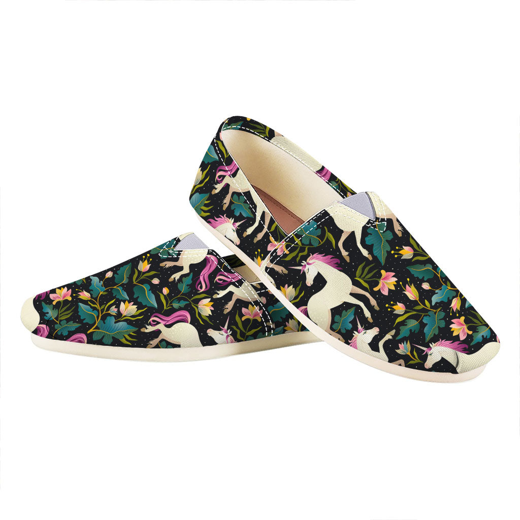Night Floral Unicorn Pattern Print Casual Shoes