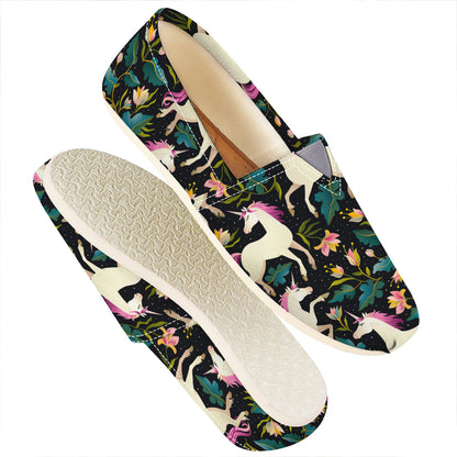 Night Floral Unicorn Pattern Print Casual Shoes