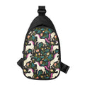 Night Floral Unicorn Pattern Print Sling Bag