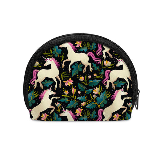 Night Floral Unicorn Pattern Print Coin Purse