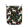 Night Floral Unicorn Pattern Print Collapsible Laundry Basket