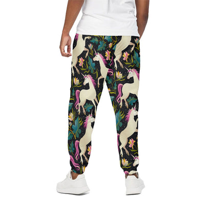 Night Floral Unicorn Pattern Print Cotton Pants