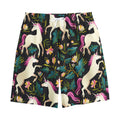Night Floral Unicorn Pattern Print Cotton Shorts