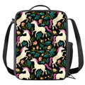 Night Floral Unicorn Pattern Print Crossbody Lunch Bag