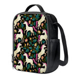 Night Floral Unicorn Pattern Print Crossbody Lunch Bag