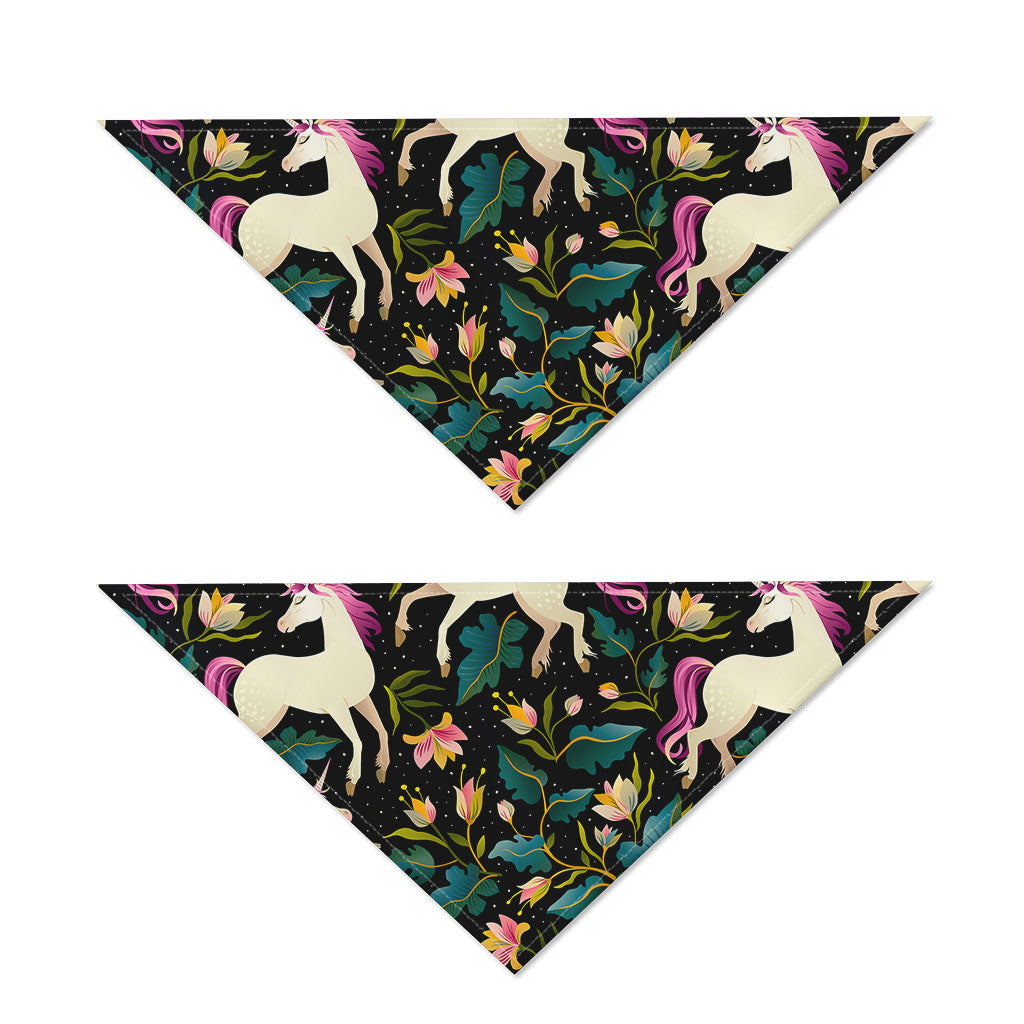 Night Floral Unicorn Pattern Print Dog Bandana