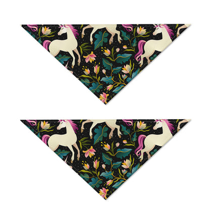 Night Floral Unicorn Pattern Print Dog Bandana