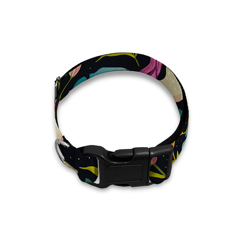 Night Floral Unicorn Pattern Print Dog Collar