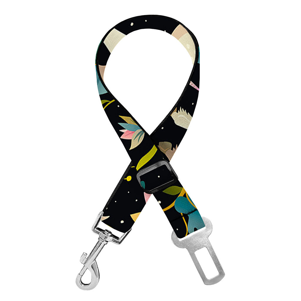 Night Floral Unicorn Pattern Print Dog Seat Belt