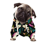 Night Floral Unicorn Pattern Print Dog Zip Up Hoodie
