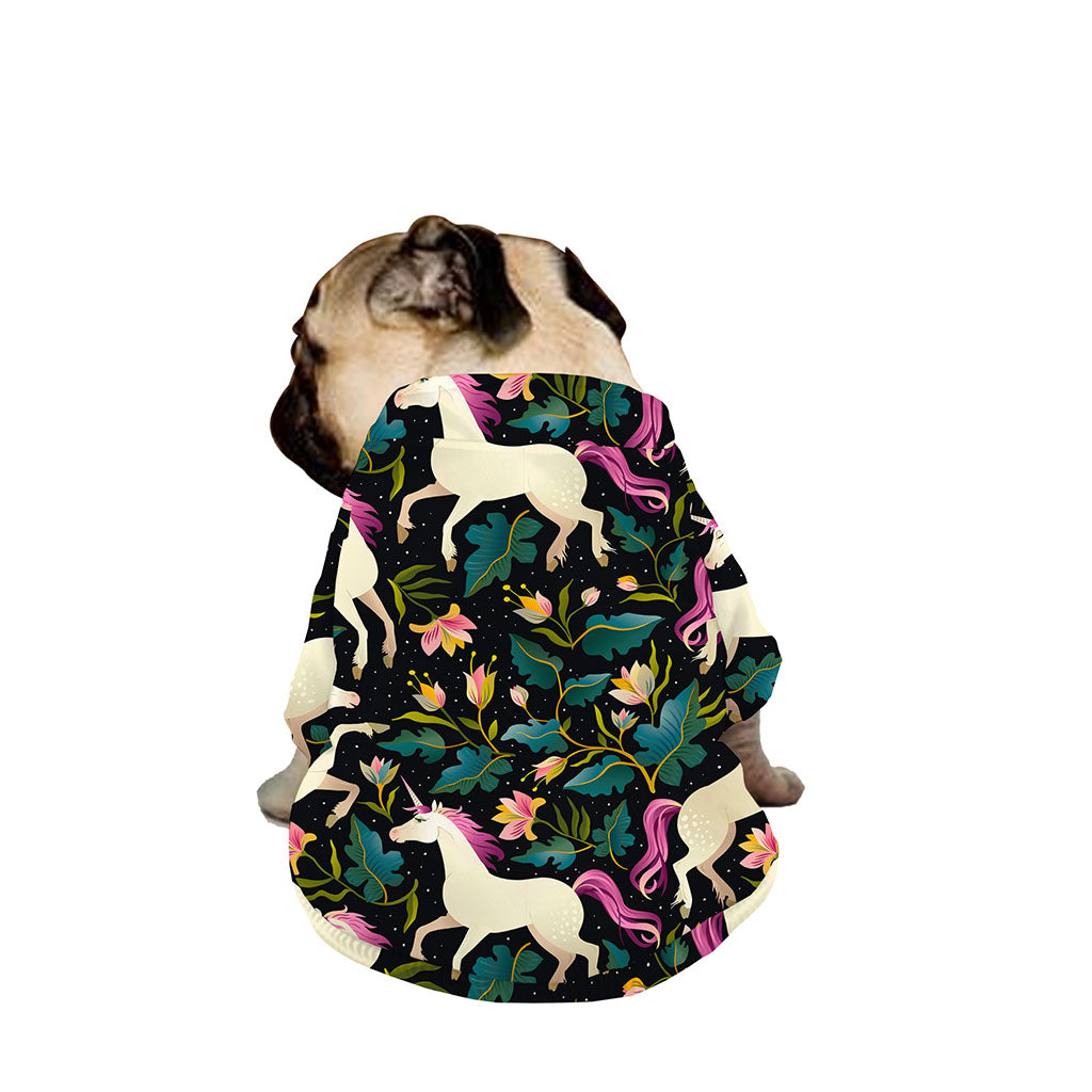 Night Floral Unicorn Pattern Print Dog Zip Up Jacket
