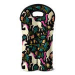 Night Floral Unicorn Pattern Print Double Neoprene Wine Tote