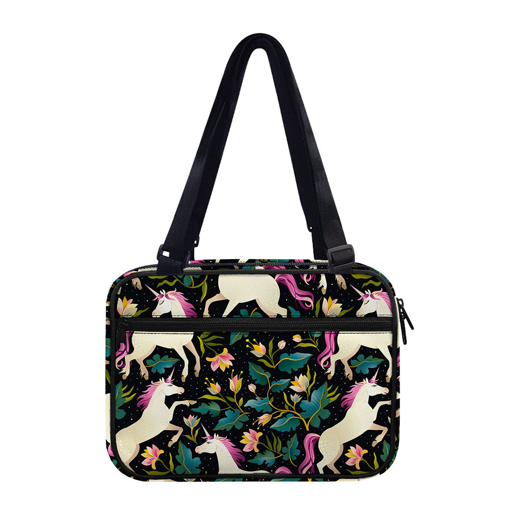 Night Floral Unicorn Pattern Print Double Strap Bible Bag
