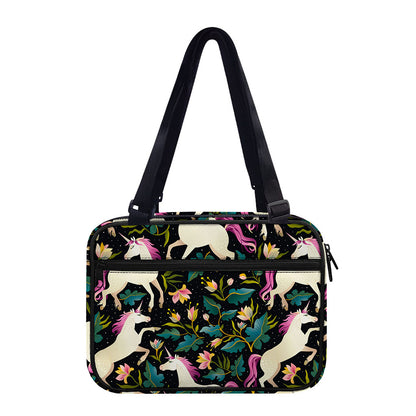 Night Floral Unicorn Pattern Print Double Strap Bible Bag
