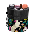 Night Floral Unicorn Pattern Print Drawstring Makeup Bag
