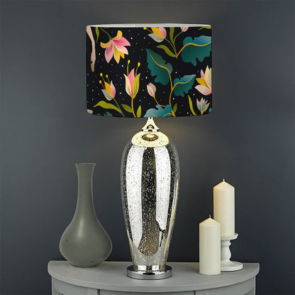 Night Floral Unicorn Pattern Print Drum Lamp Shade