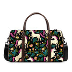 Night Floral Unicorn Pattern Print Duffle Bag
