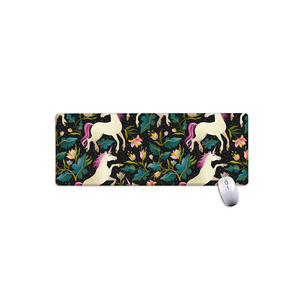 Night Floral Unicorn Pattern Print Extended Mouse Pad