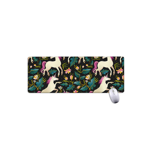 Night Floral Unicorn Pattern Print Extended Mouse Pad