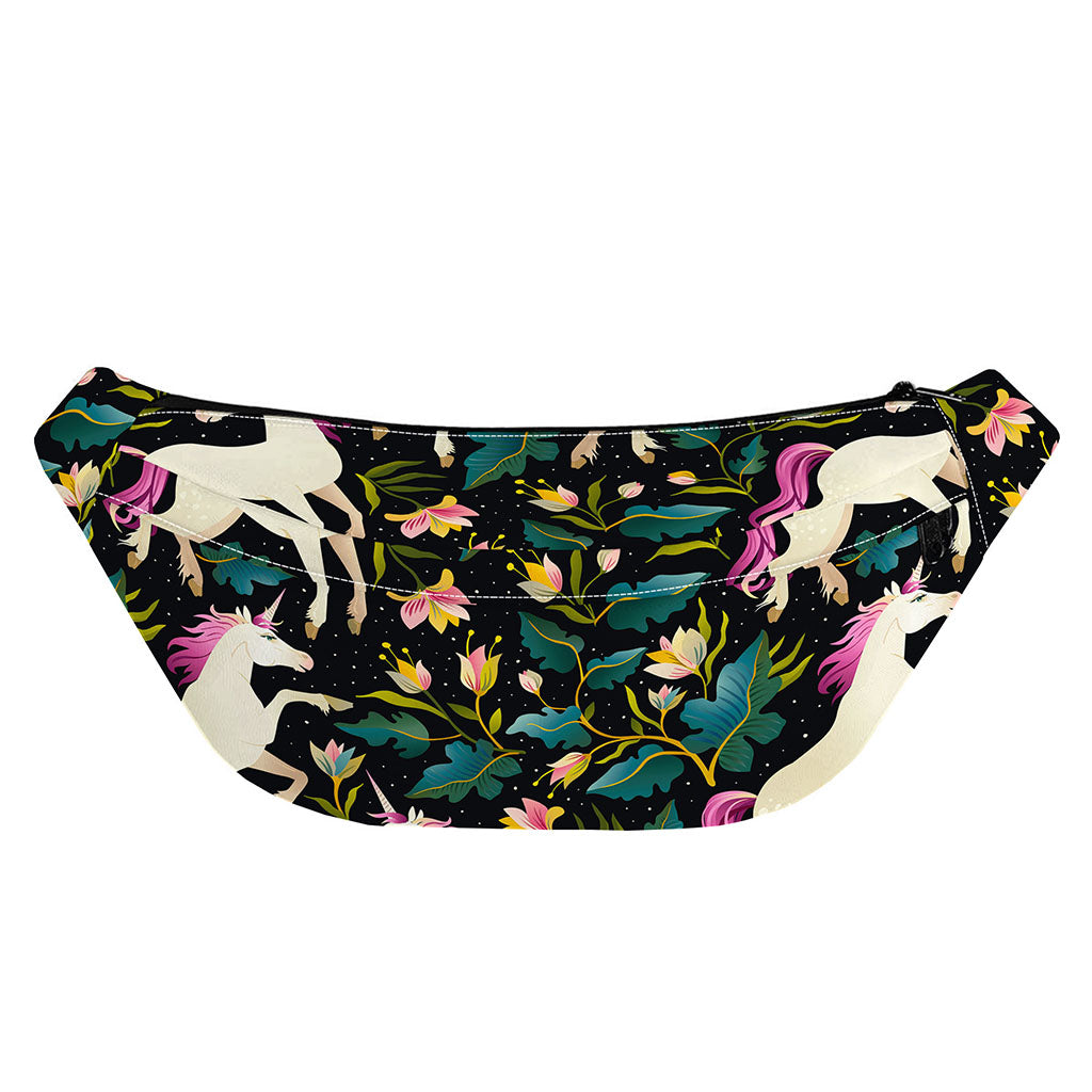 Night Floral Unicorn Pattern Print Fanny Pack